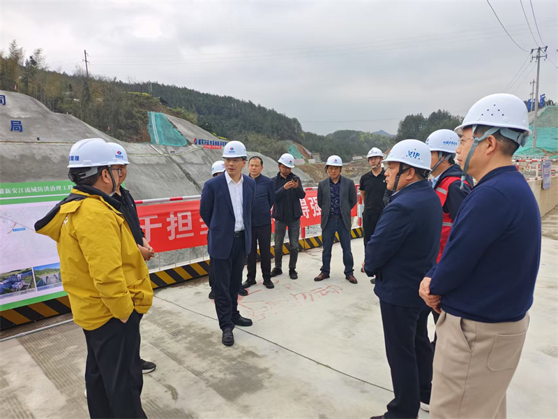 3月27日，县长王奇勇带队调研防洪工程项目建设情况，千亿·体育党委书记、董事长洪筱明，副总经理张高峰陪同调研。.jpg